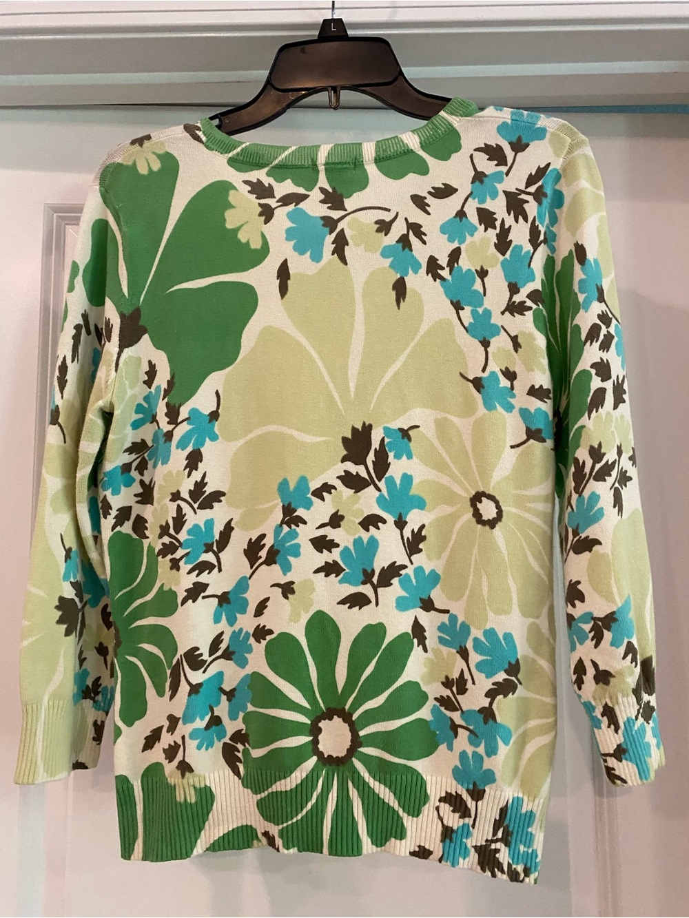 Old Navy Floral Cardigan in Green, Teal, Cream - Picture 5 of 6